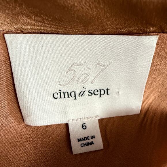 Cinq A Sept Thea Silk Cocktail Mini Dress 6 One Shoulder Neckline Puff Sleeve - Picture 12 of 13